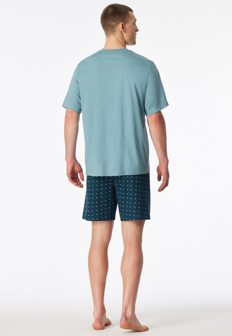 Pigiama corto con scollatura a V e tasca sul petto a fantasia menta - Comfort Essentials