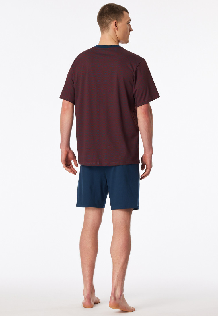 Pyjama court poche poitrine rouge imprimé - Comfort Essentials