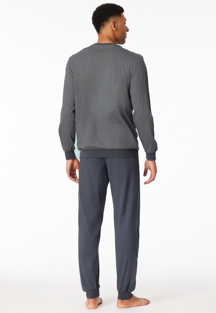 Pyjama lange borstzak donkergrijs patroon - Comfort Essentials