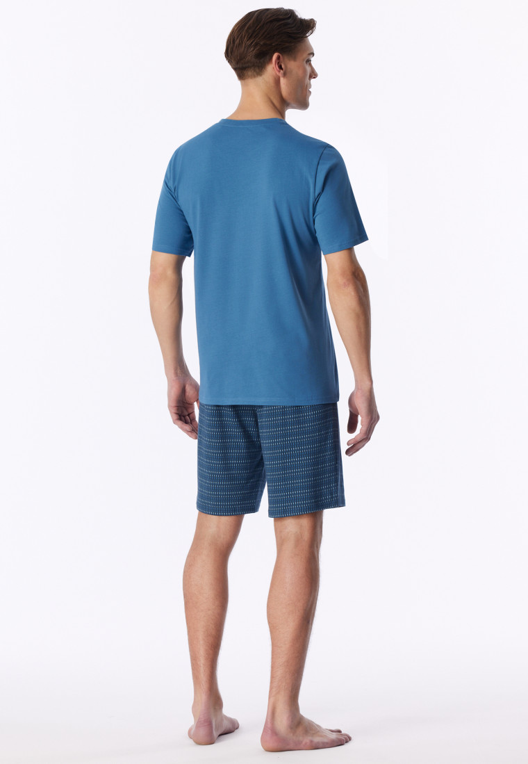 Schlafanzug kurz aqua gemustert - Casual Essentials