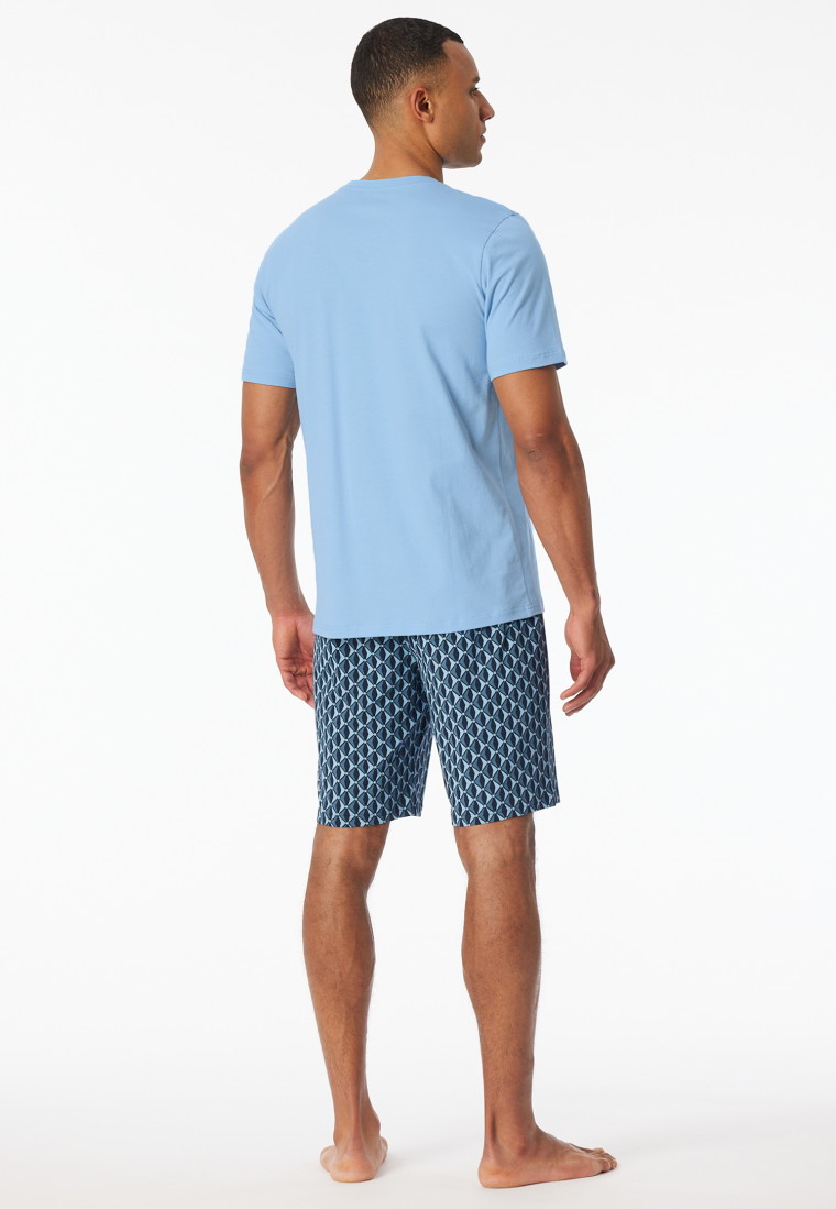 Schlafanzug kurz pacific blue gemustert - Casual Essentials
