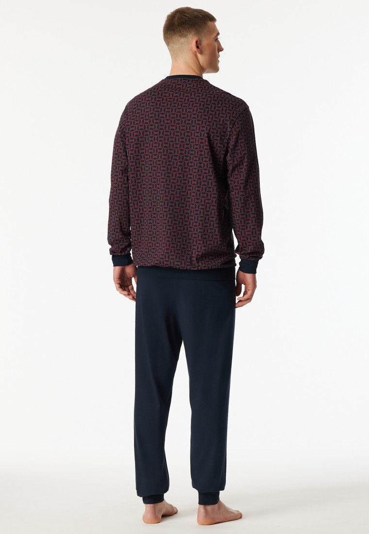 Pyjamas long cuffs red-brown patterned - Comfort Nightwear