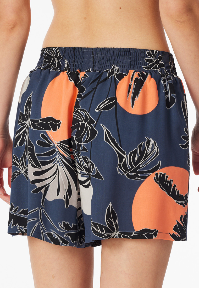 Loungehose kurz Viskose Palmenprint multicolor - Mix+Relax