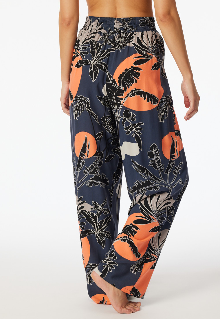 Loungehose lang Viskose Palmenprint multicolor - Mix+Relax