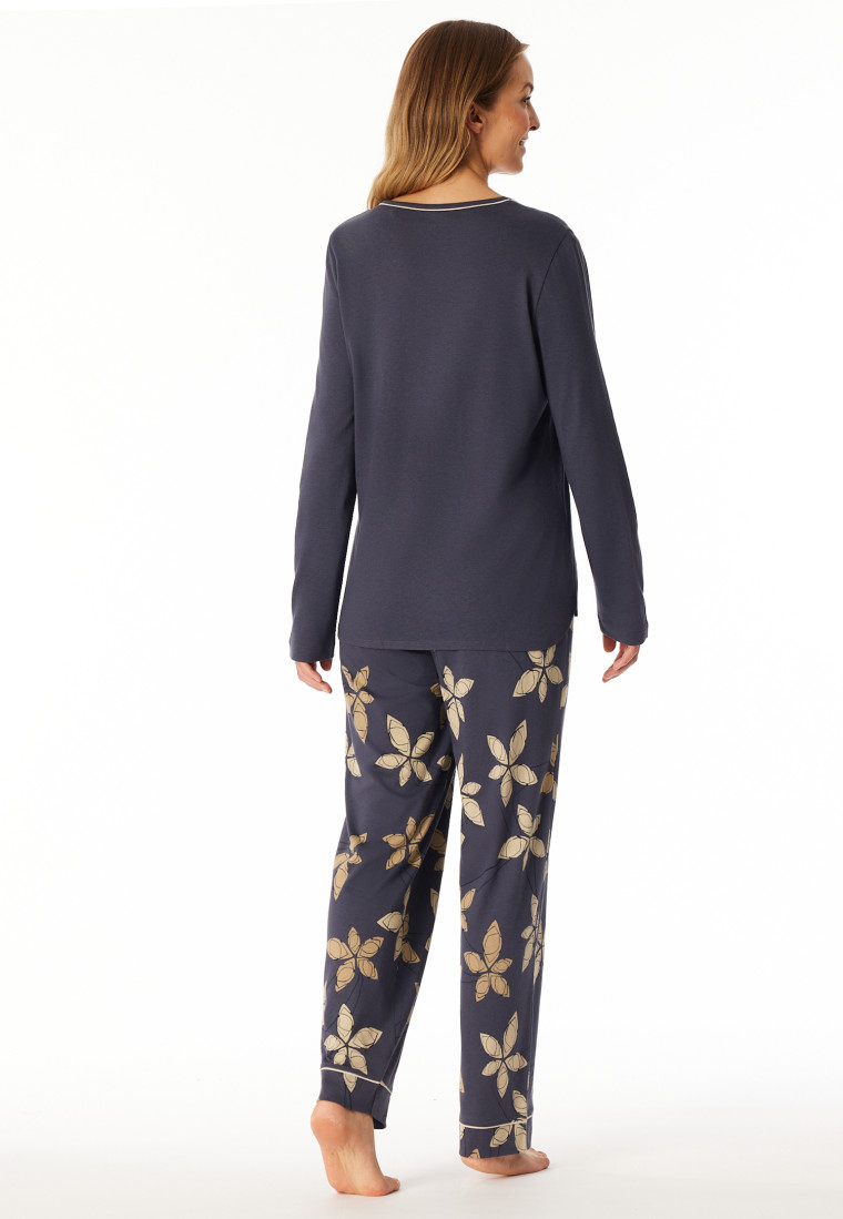 Pyjama long Fleurs graphite - Comfort Nightwear