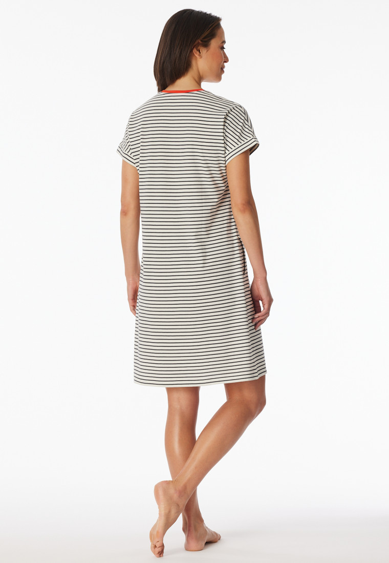 Sleepshirt kurzarm Streifen off-white - Casual Essentials
