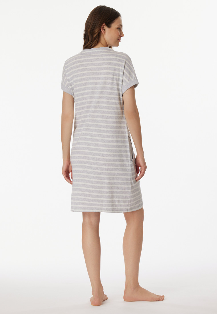Sleepshirt short sleeve stripes silver gray mottled - Casual Essentials