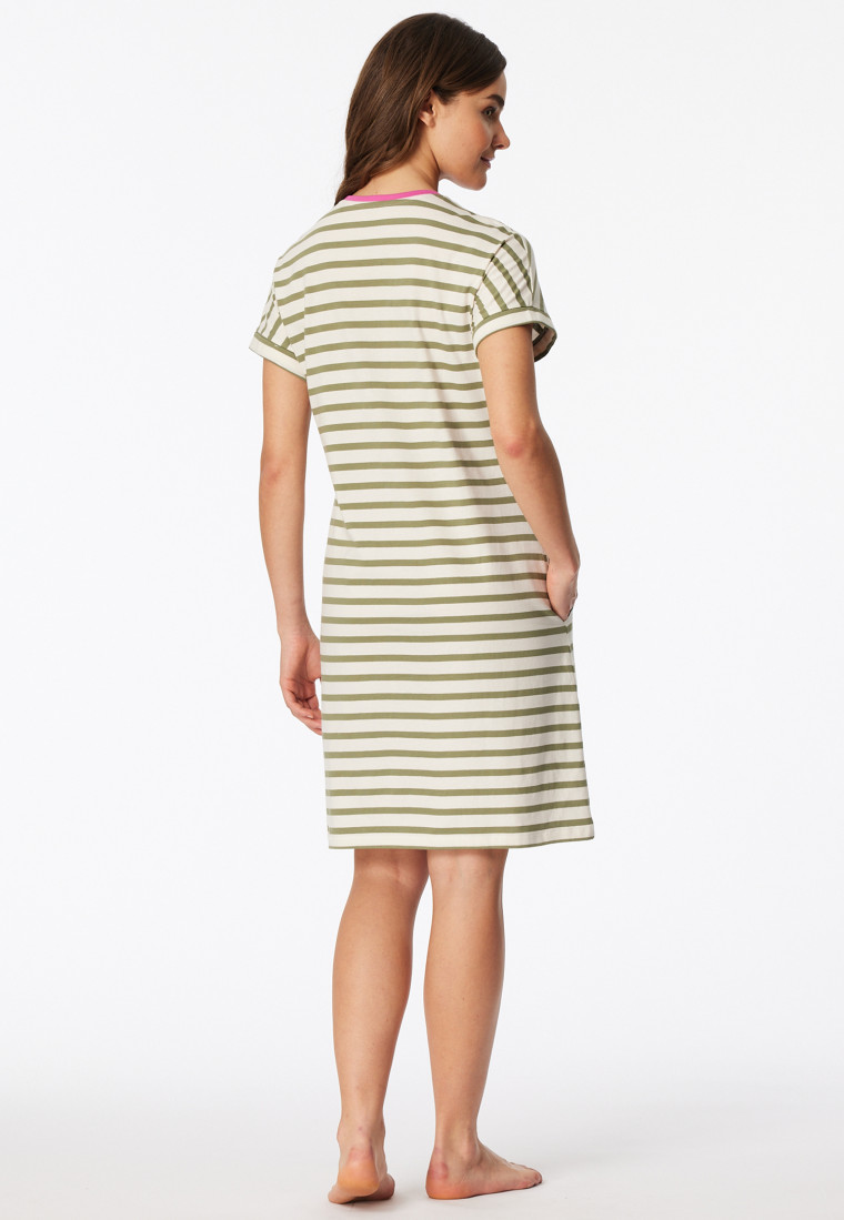 Sleepshirt kurzarm Streifen linde - Casual Essentials
