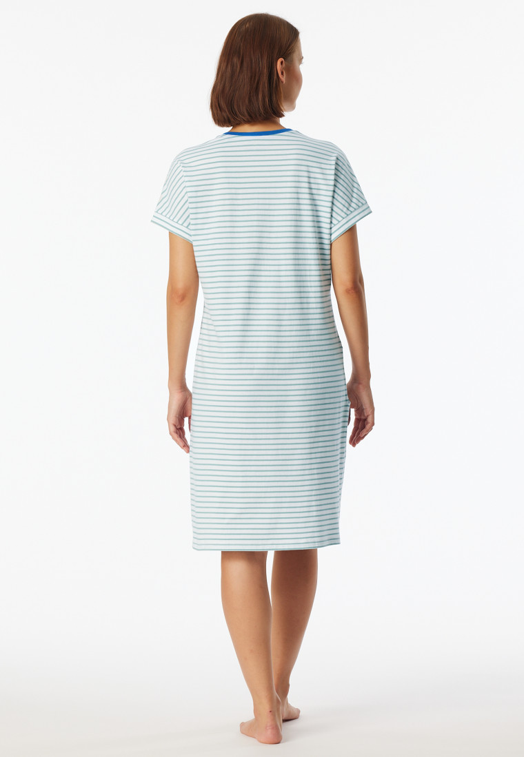 Sleepshirt kurzarm Streifen jade - Casual Essentials