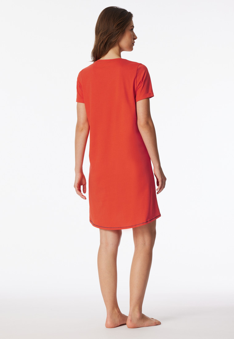 Sleepshirt kurzarm Print hellrot - Casual Essentials