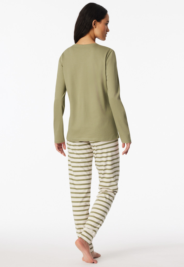 Schlafanzug lang Ringel linde - Casual Essentials