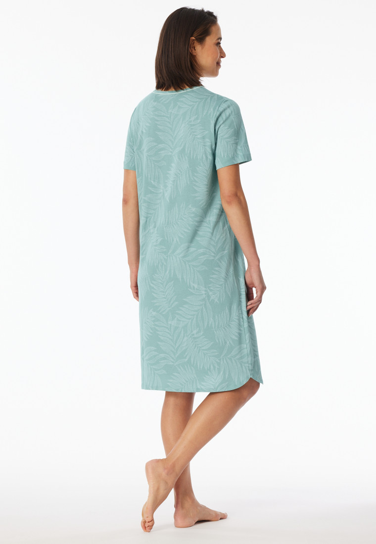 Nachthemd kurzarm Palmenprint jade - Comfort Nightwear