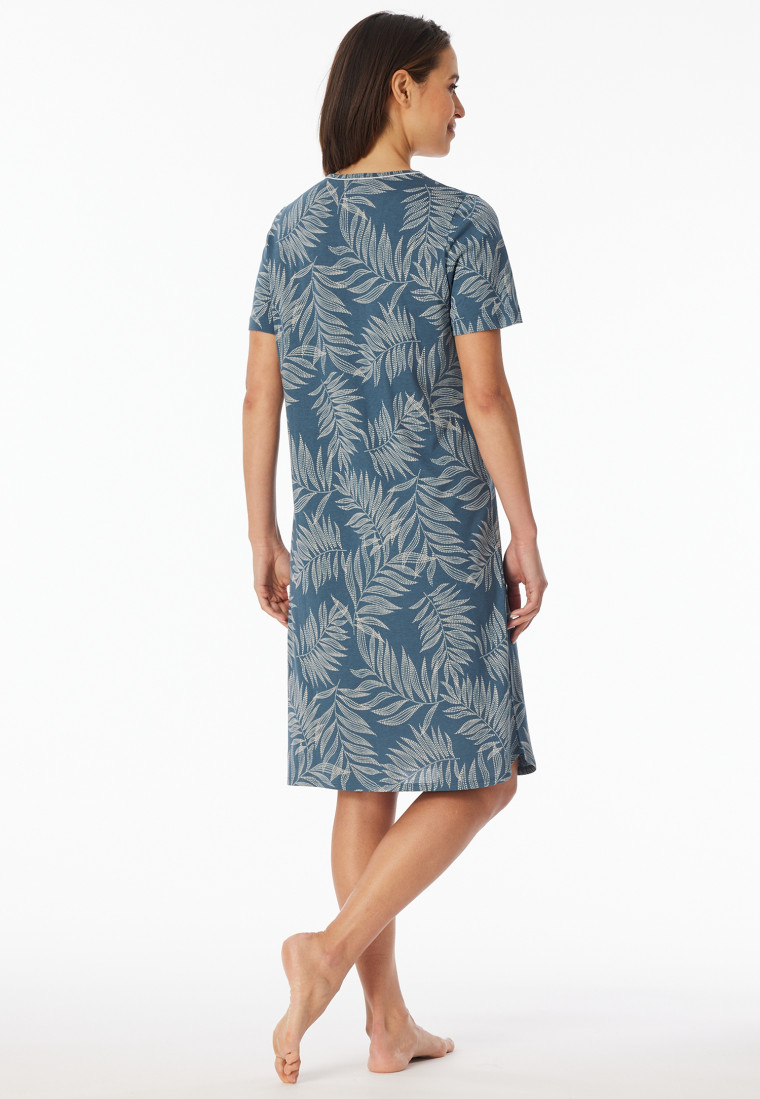 Nachthemd kurzarm Palmenprint atlantikblau - Comfort Nightwear