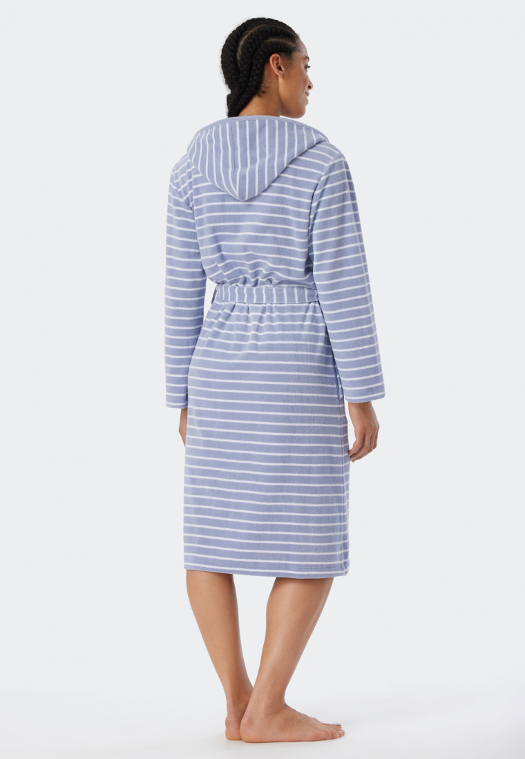 Accappatoio in spugna leggera grigio a righe - Feather Terry