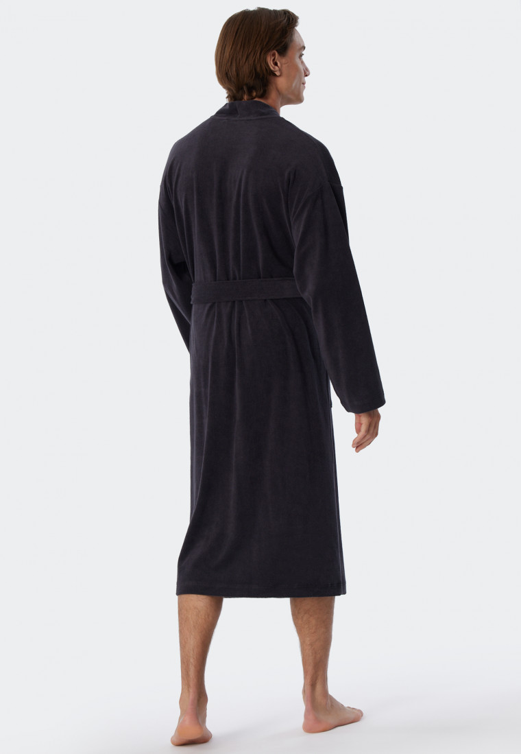 Light terry cloth bathrobe anthracite - Feather Terry