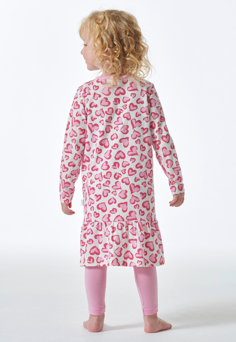 Pajamas long Organic Cotton flounce leggings hearts rosé - Girls World