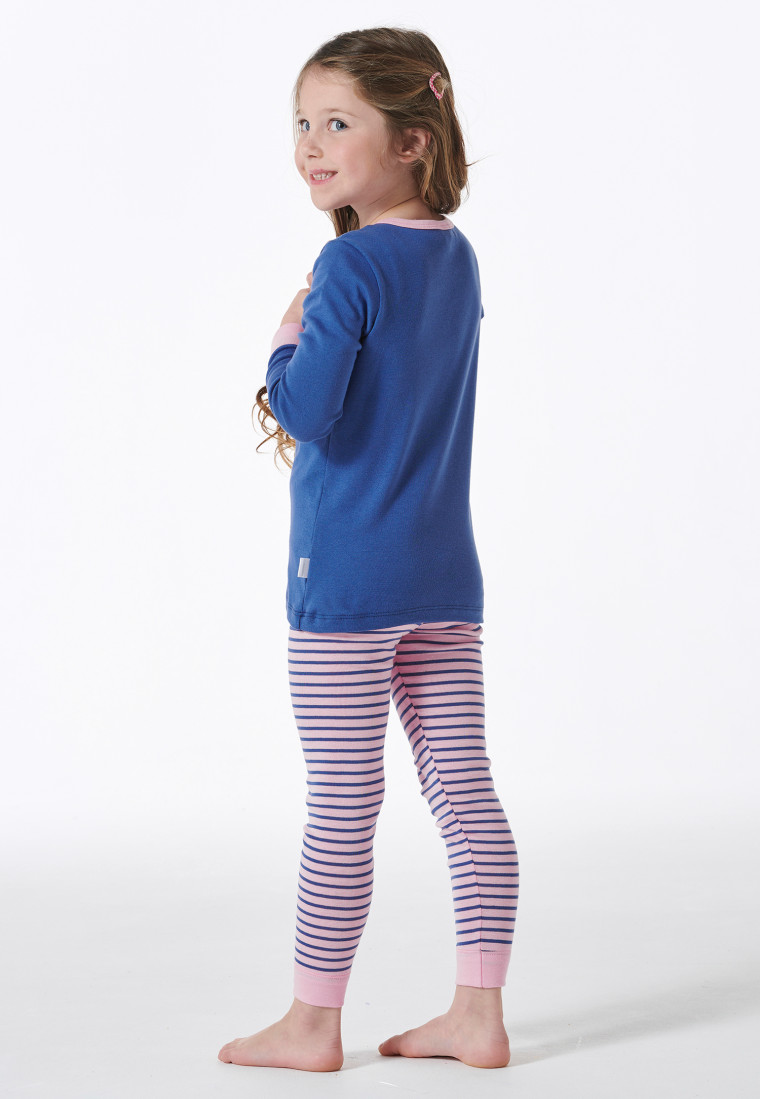 Pyjama long côtelé rayures panda bleu - Girls World