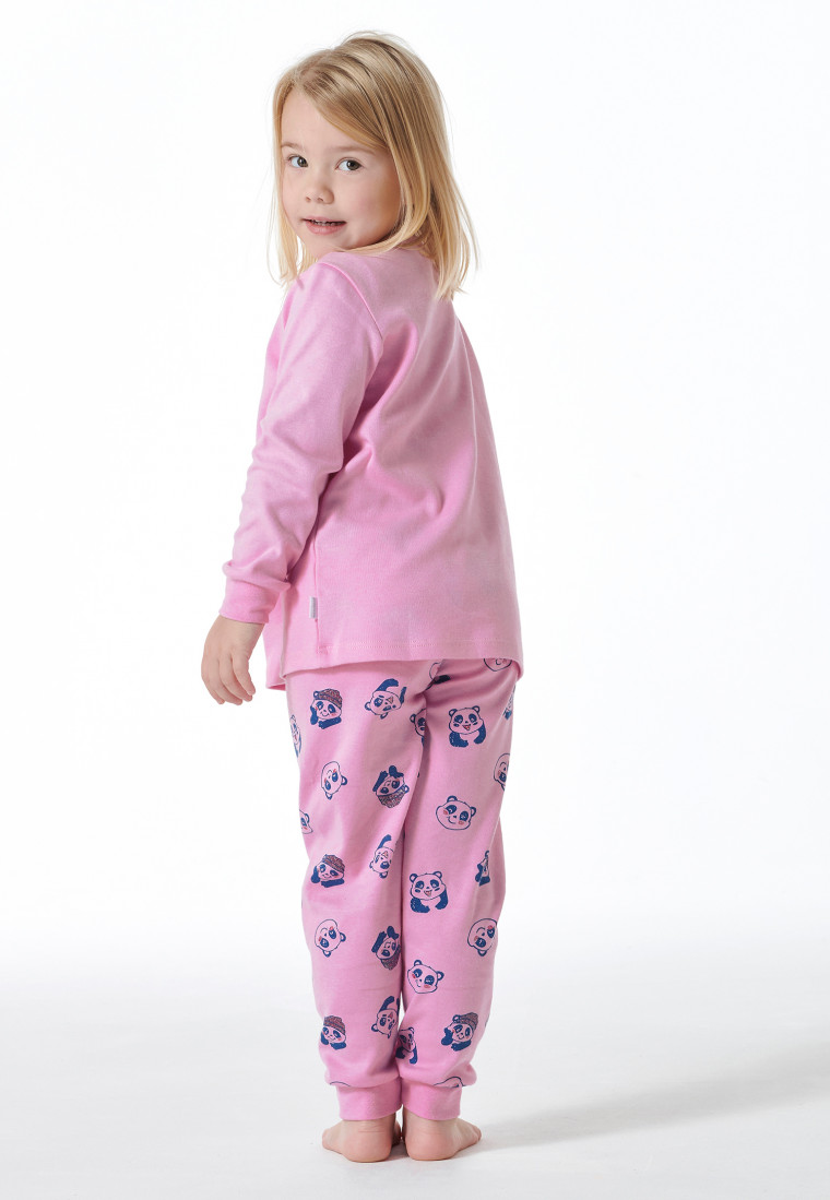 Schlafanzug lang Organic Cotton Bündchen Panda rosé - Girls World