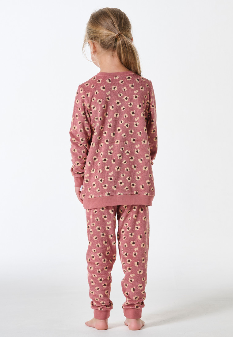 Schlafanzug lang Frottee Animal Print altrosa - Kids Nightwear