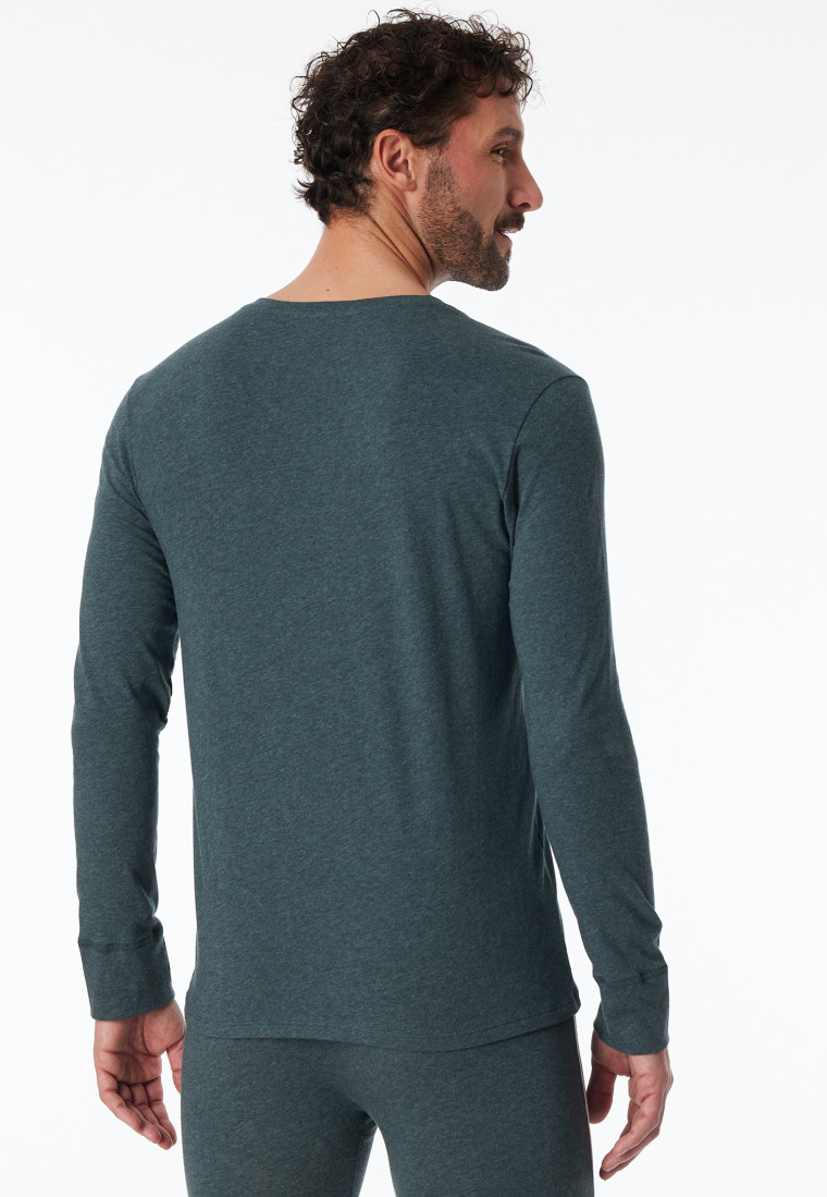 Shirt langarm blau meliert - Comfort Fit