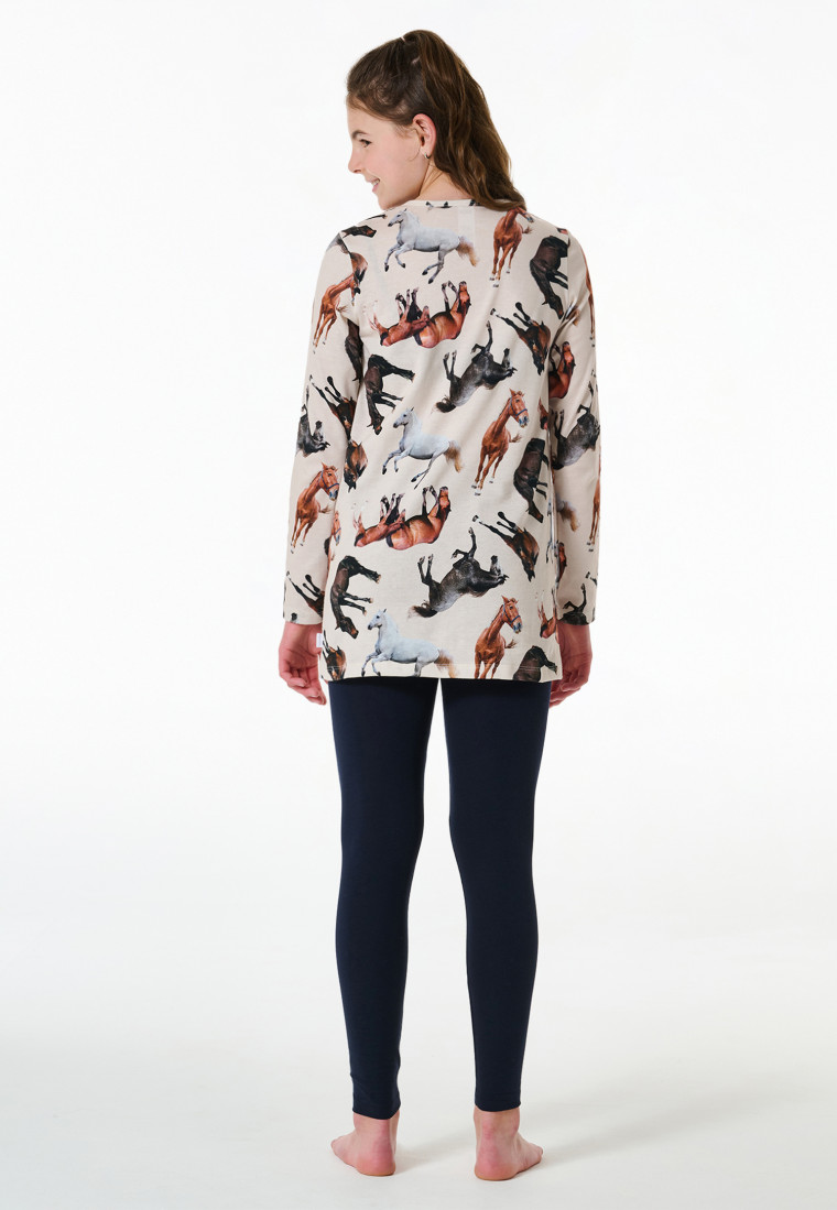Pajamas long Organic Cotton leggings horses off-white - Horse World