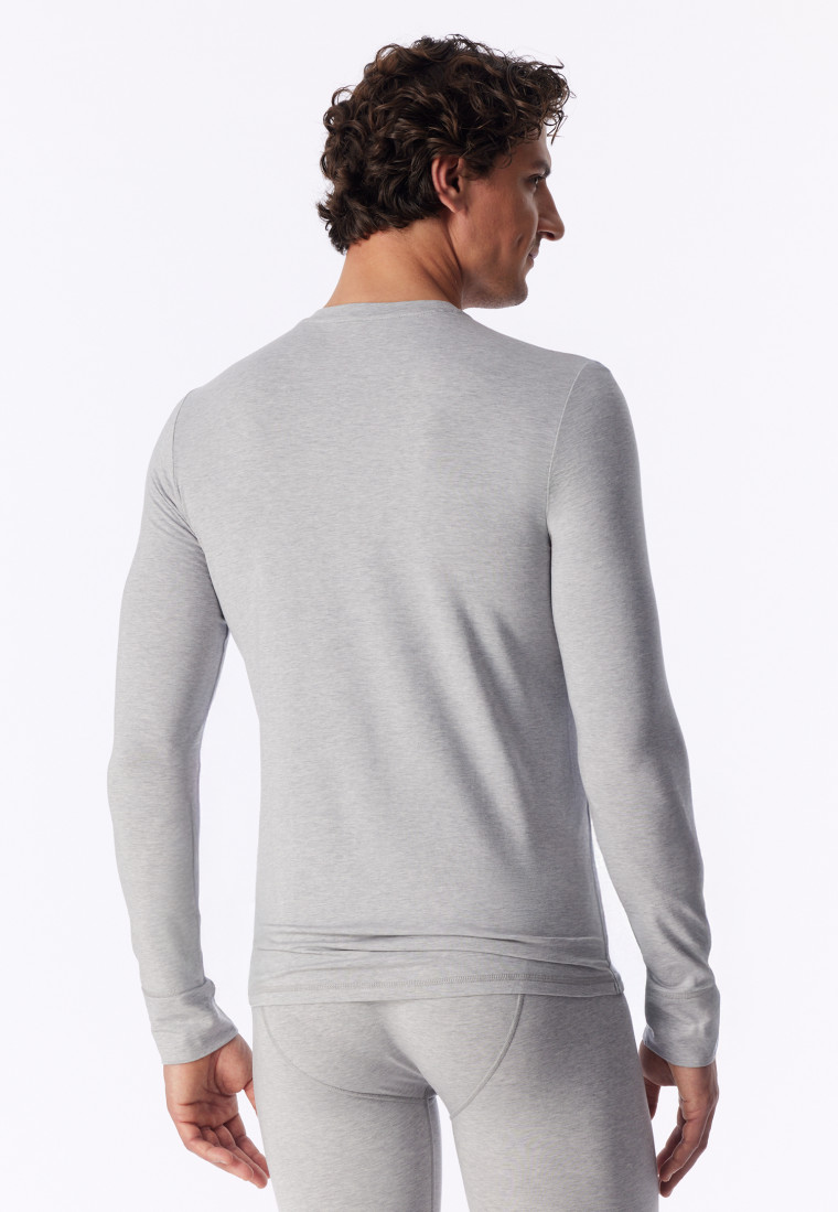 Long-Sleeve Warm Shirt, Mottled Grey - Casual Warming