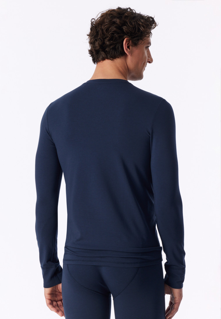 Long-Sleeve Warm Shirt, Deep Sea Blue - Casual Warming