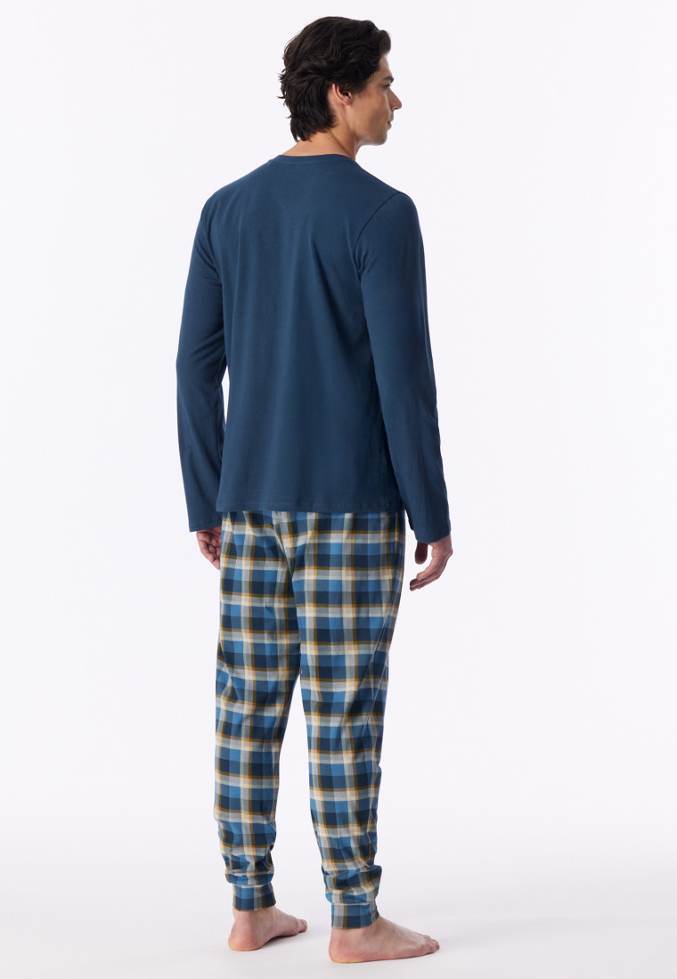 Pigiama lungo con polsini, blu intenso - Casual Essentials