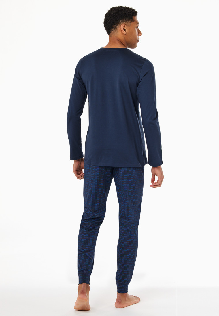 Lange pyjama met manchetten, deep sea blue - Casual Essentials
