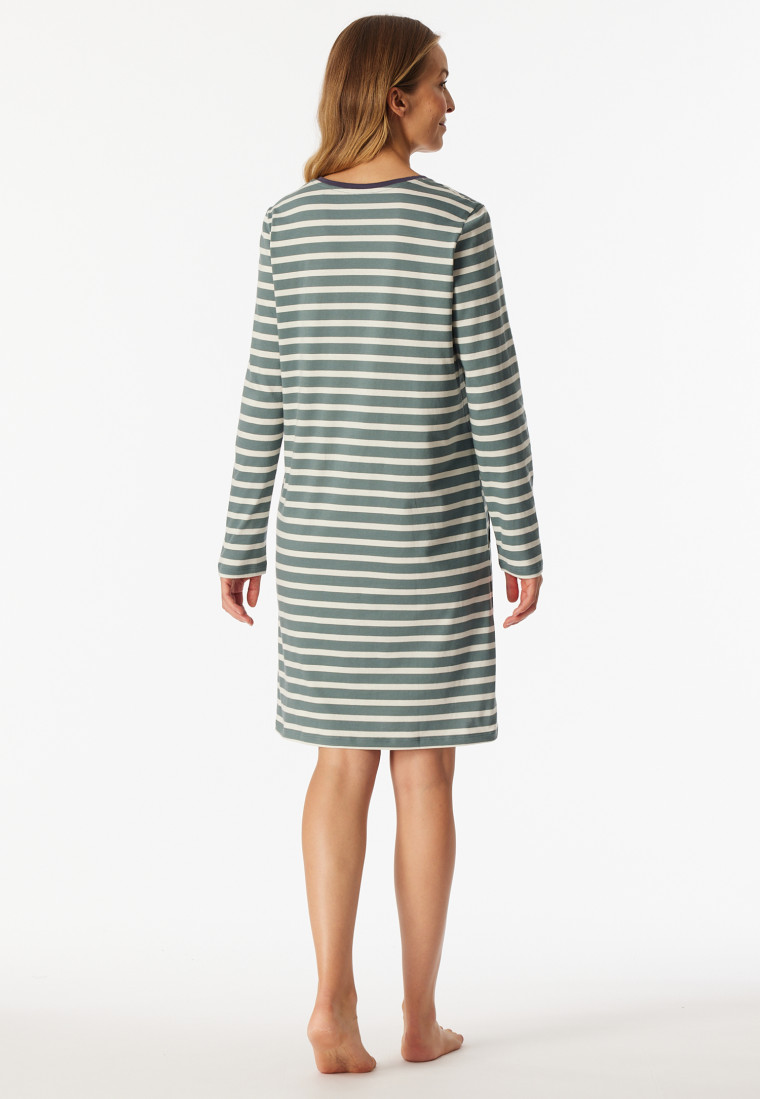 Nachthemd lange mouwen met streepjes mineraal - Casual Essentials