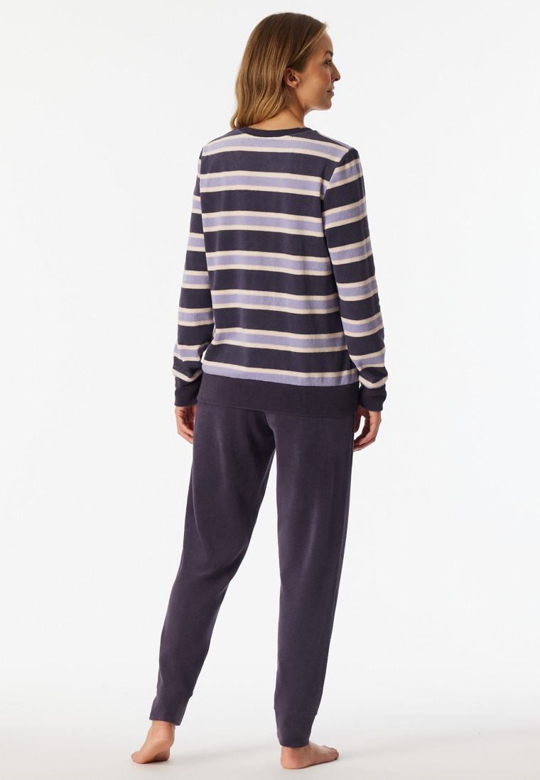 Pyjama lange frottee streepjes indigo - Casual Essentials