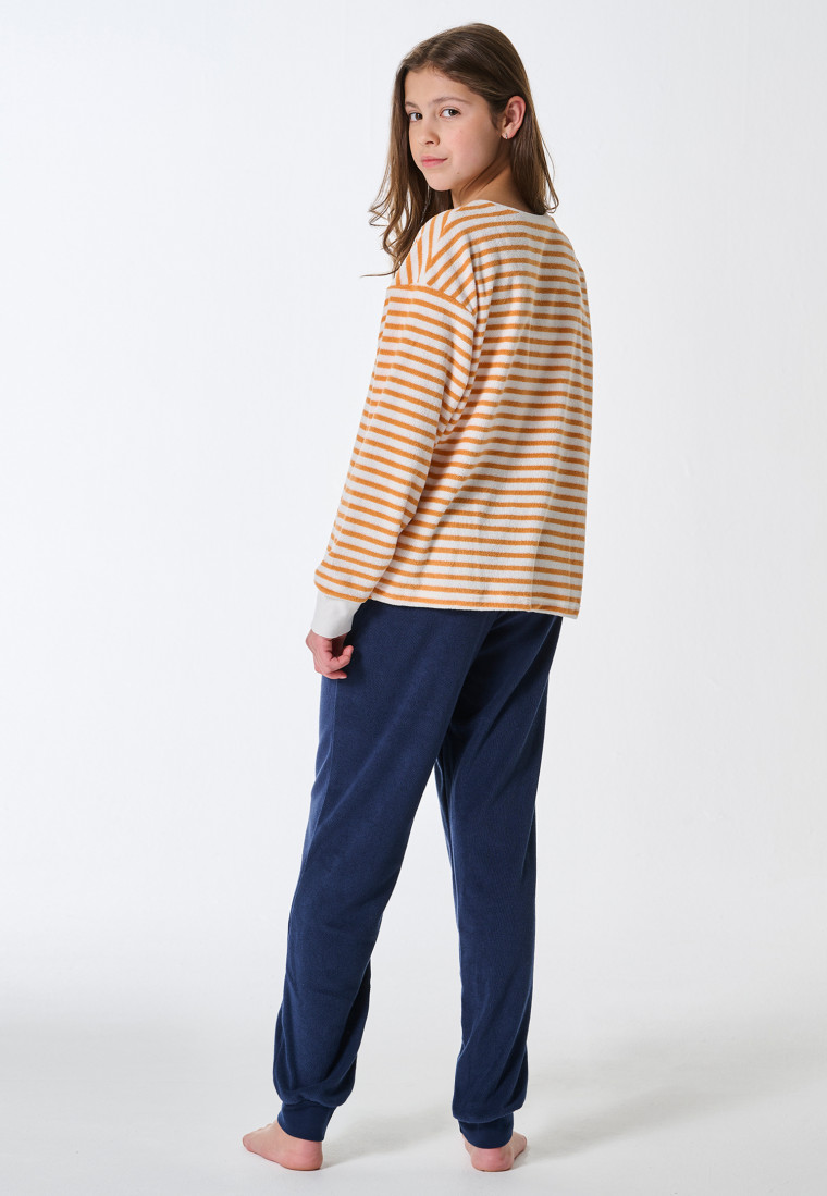 Pigiama lungo in spugna a righe multicolore - Nightwear