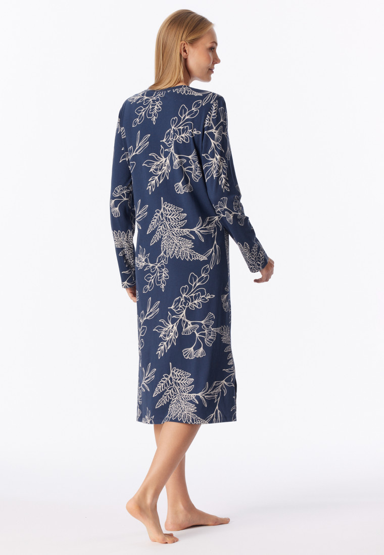 Long-Sleeve Nightshirt with Admiral Patterned Design - Comfort Essentials