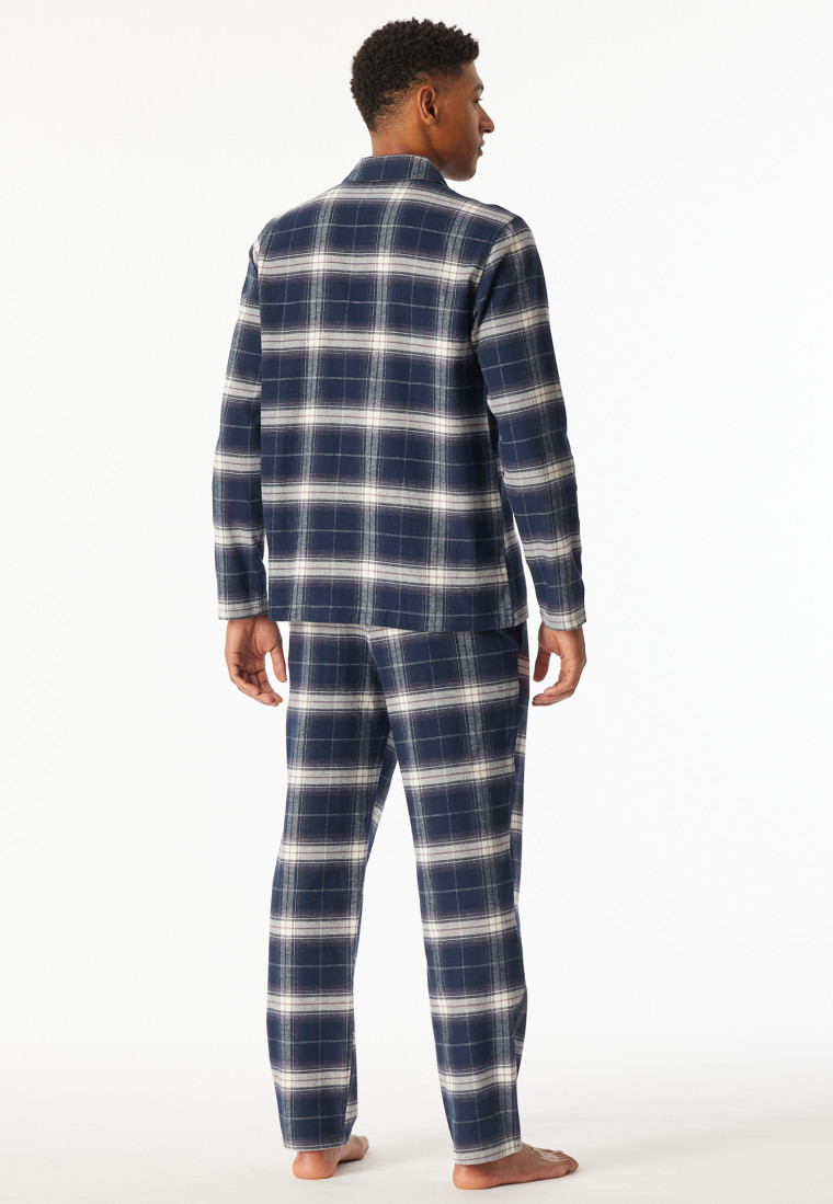 Pyjama Webware Flanell nachtblau kariert - Selected Premium Warming