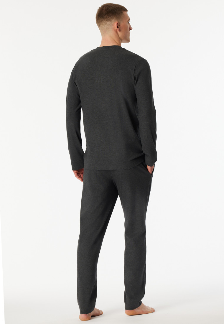Pyjamas long interlock dark grey mottled - Selected Premium Warming