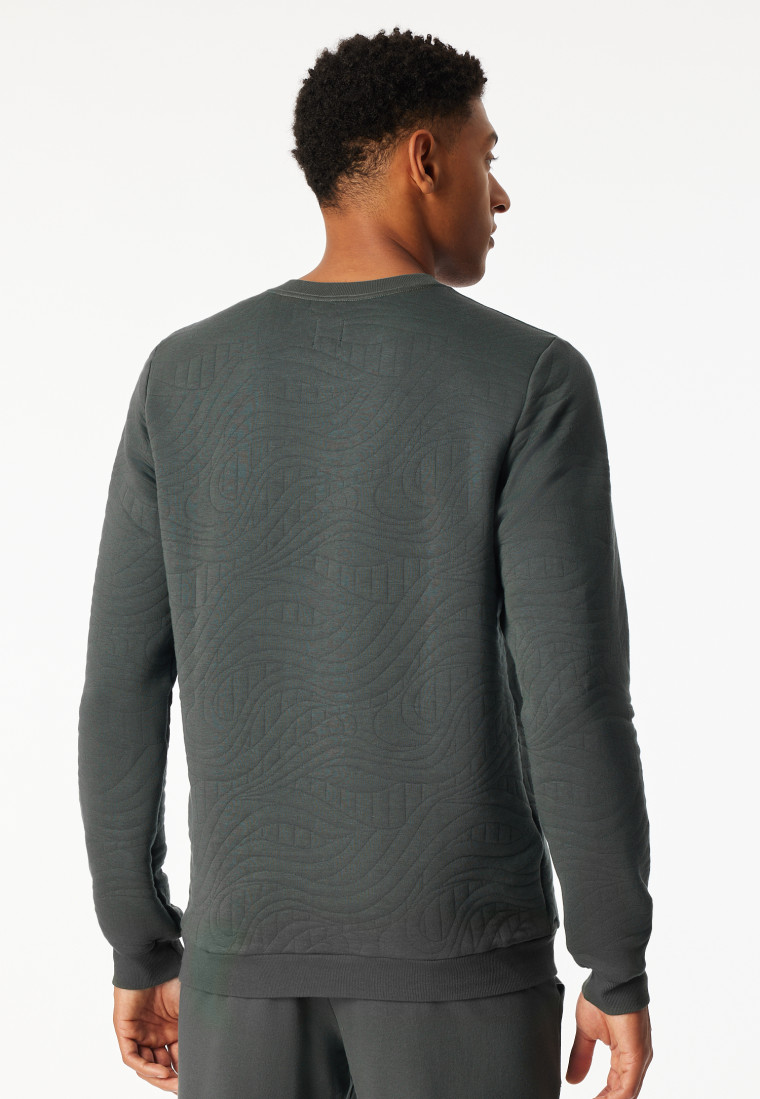 Donkergroen gedessineerd sweatshirt - Mix+ Relax
