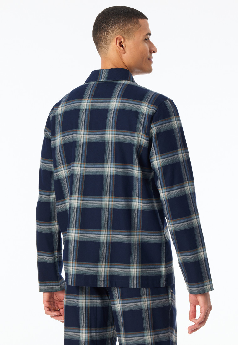 Outer shirt long-sleeve flannel checks midnight blue - Mix+Relax