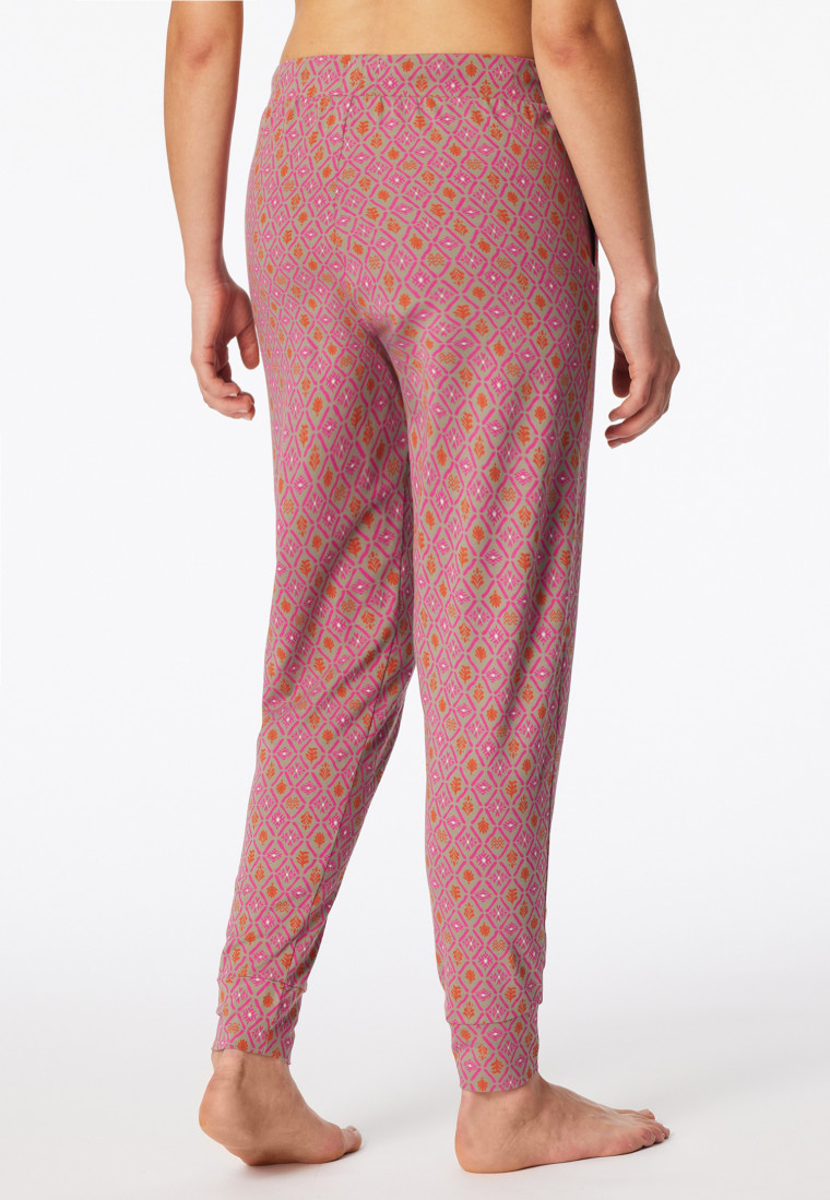 Lange broek manchetten fuchsia patroon - Mix+ Relax