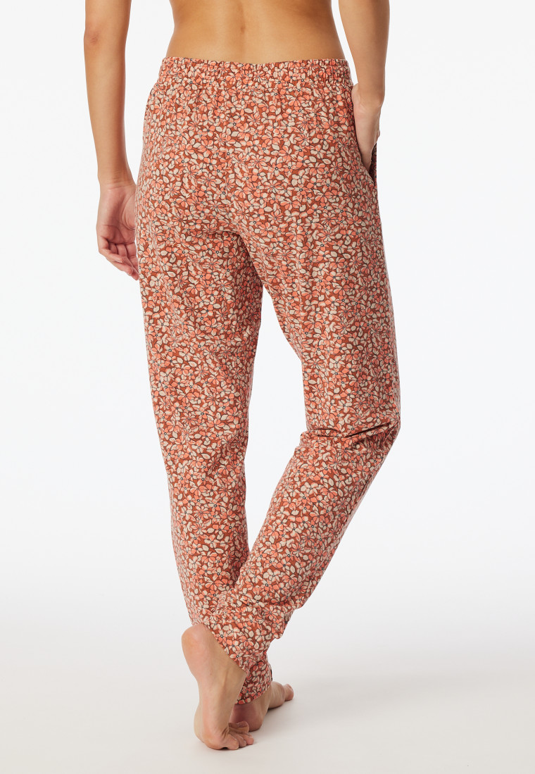 Hose lang Bündchen Blumen pfirsich - Mix+Relax