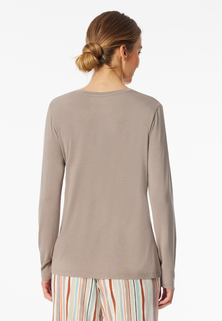 Shirt long-sleeve v-neck clay red - Mix+Relax
