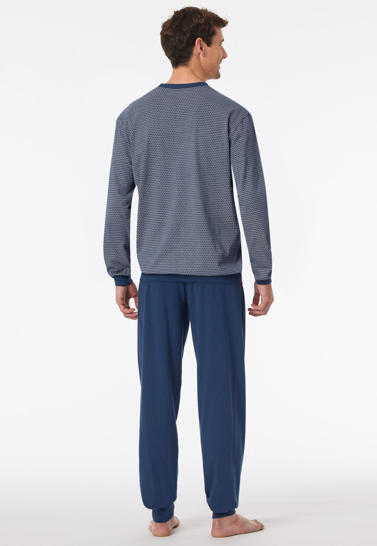 Long pyjamas with blue patterned cuffs - Comfort Essentials
