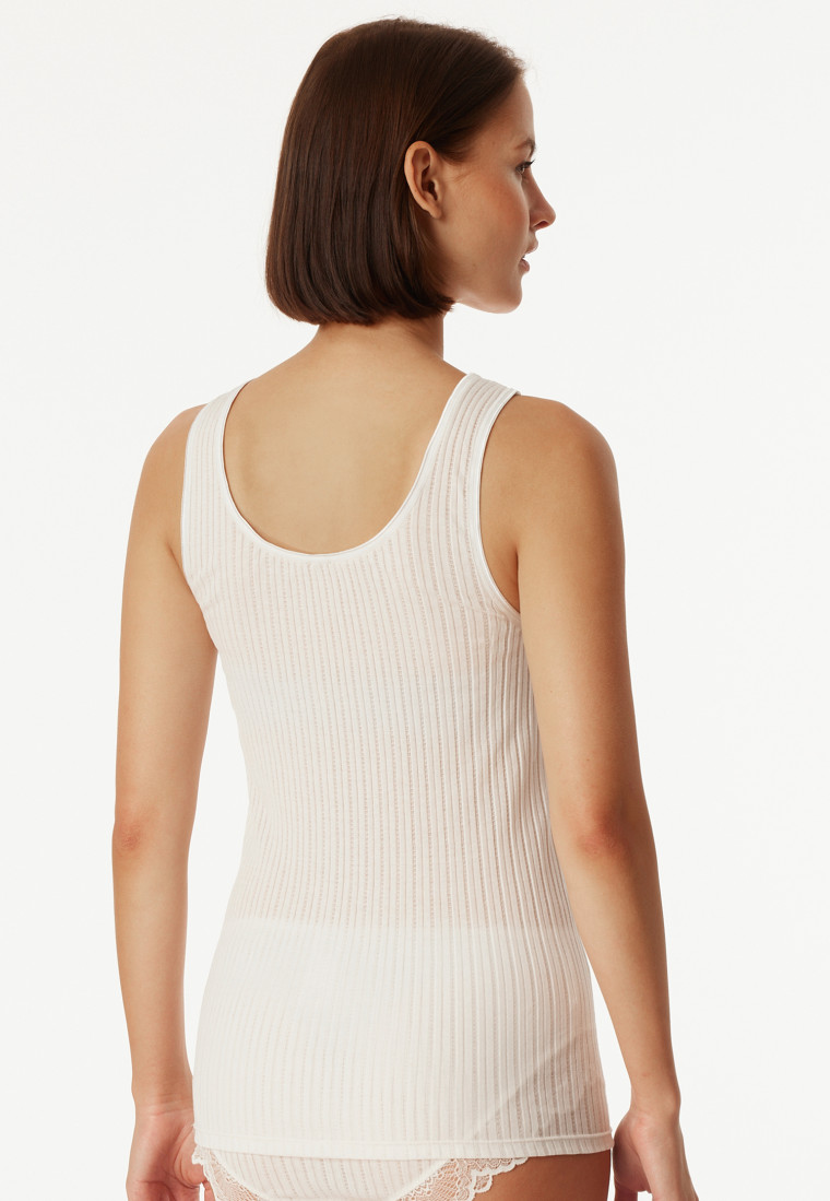 Trägertop Feinripp Nadelzug Spitze off-white - Revival Marie