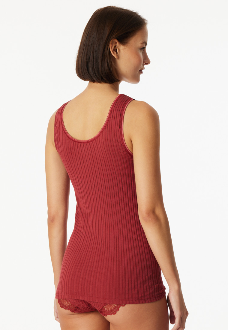 Strap top fine rib needle out structure dark red - Revival Marie