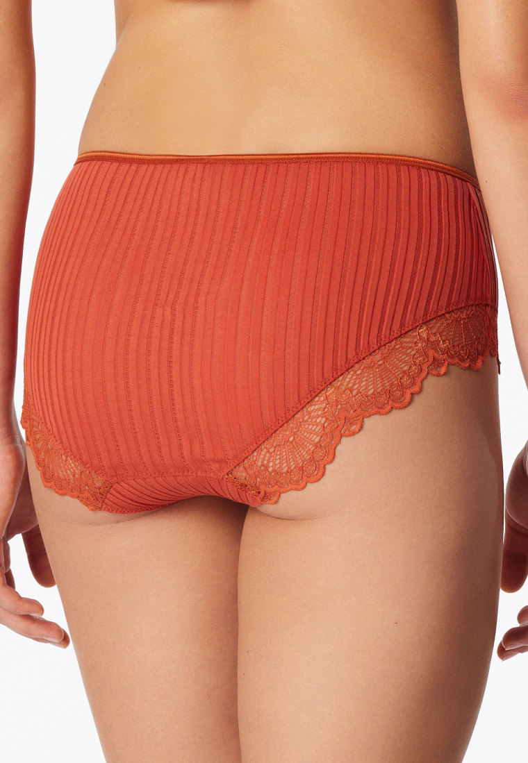 Midislip fijne rib naaldkoord kant terracotta - Revival Marie