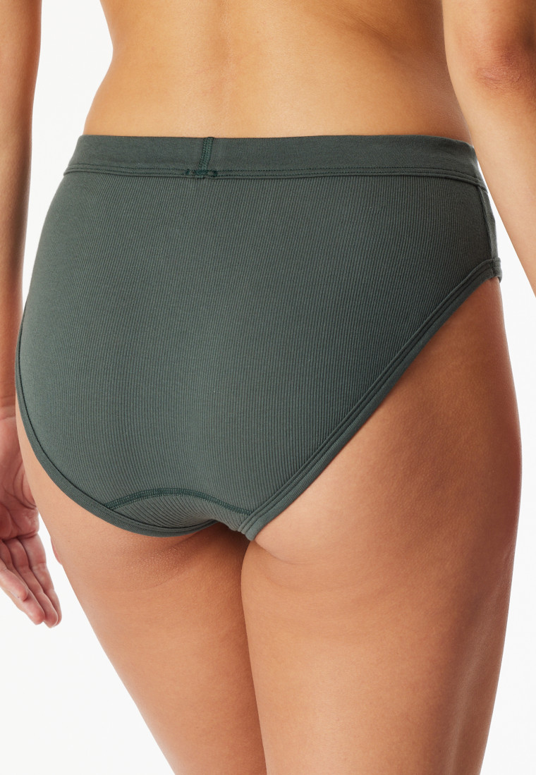 Culotte taï à côtes fines vert foncé - Revival Paula