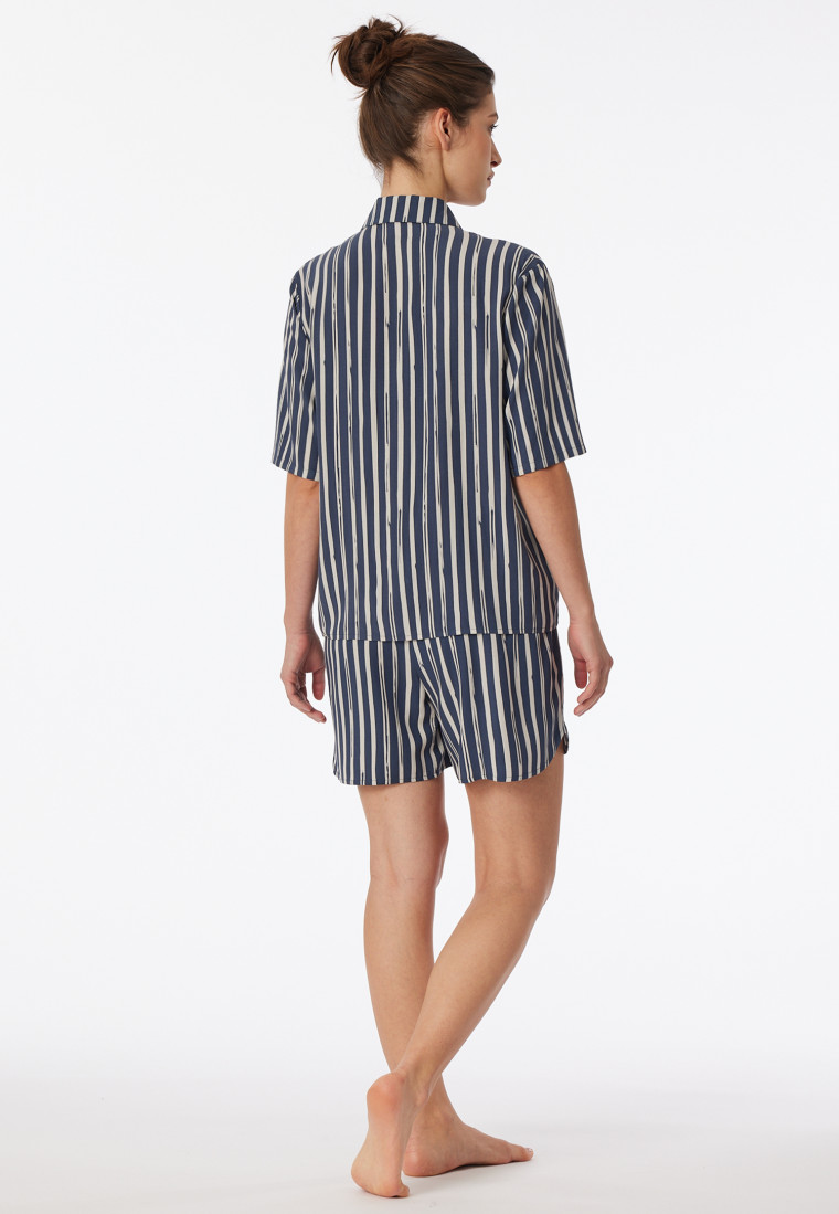 Pyjama kurz Webware Streifen graphit - selected! premium