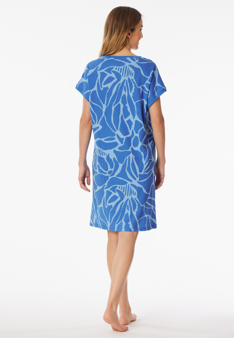 Nachthemd kurzarm Interlock hellblau - Modern Nightwear