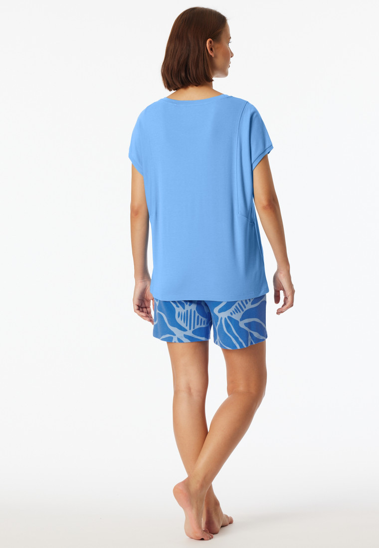 Schlafanzug kurz Interlock hellblau - Modern Nightwear