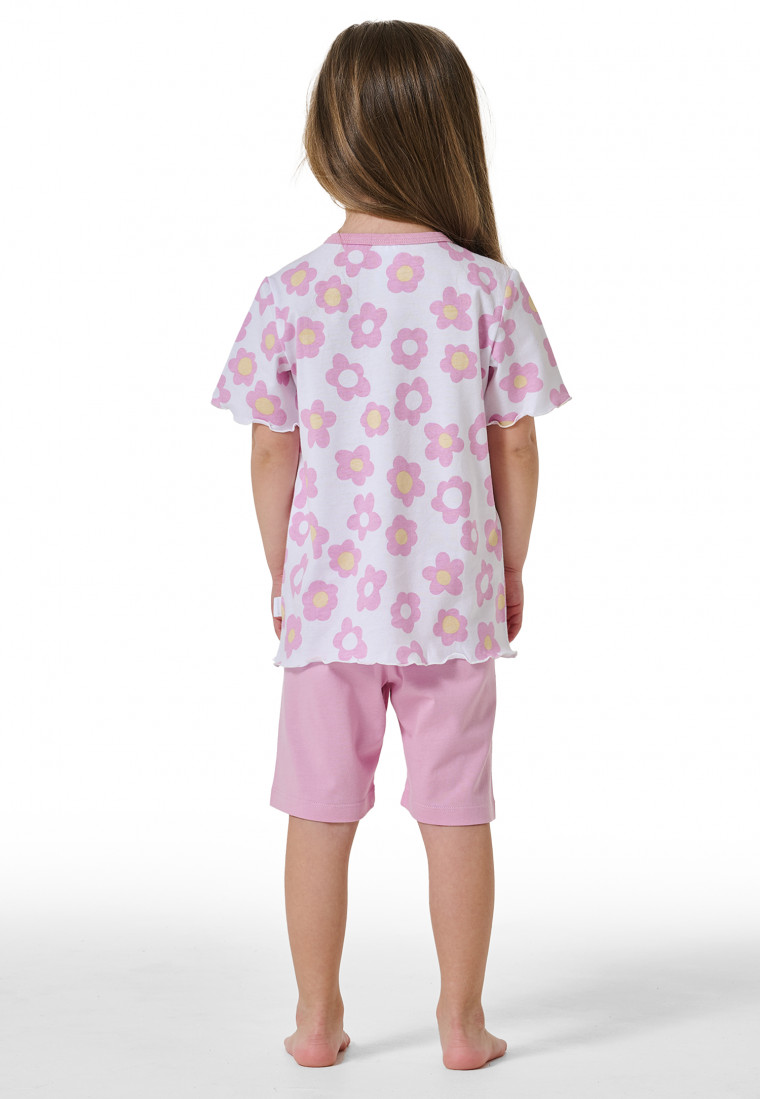 Short pyjamas rolled hem flowers white - Girls World