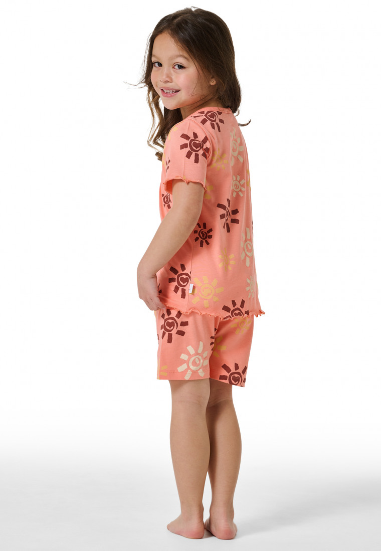 Schlafanzug kurz Rollsaum Sonnen apricot - Girls World